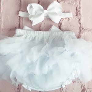 Girls Baby White Frilly Tutu Knickers Christening Cake Smash Photoshoot Wedding 1st Birthday Outfit With Frills On Front & Back From Newborn image 5