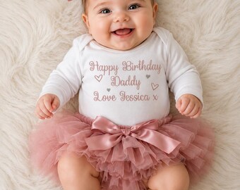 Personalised Birthday Wishes Mummy Daddy Nanny Message Dusky Pink Silver Tutu Knickers Girls Bloomer Rose Gold Now In Newborn Size