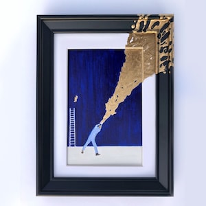 The &#39;Carefree Caretaker&#39;. Metallic Gold Hand-Embossed Framed Art & Gift Box.