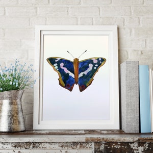Blue Iris Butterfly Watercolor Painting. Butterfly Giclee Print. Wildlife Artwork, Animal Art, Nursery Decor, Thinking of You Gift, Art