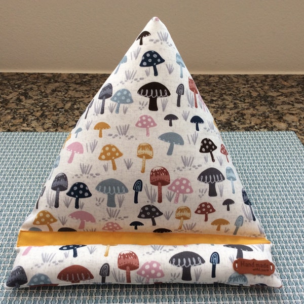 new LARGE "MOD MUSHROOMS"  design ipad or mobile phone stand Bead bag cushion. Gadget pillow. 100% cotton canvas fabric. Handmade w/love tag