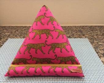 Large CHEETAH's  design ipad or mobile phone stand Bead bag cushion. Gadget pillow. 100% cotton fabric Handmade w/love tag+laser cut paw