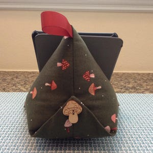 Medium Darling Mushrooms design  Kindle/E Reader/Tablet/Smartphone/Pillow/Cushion/Bean Bag/Stand/Gadget/handmade w/love tag+loop