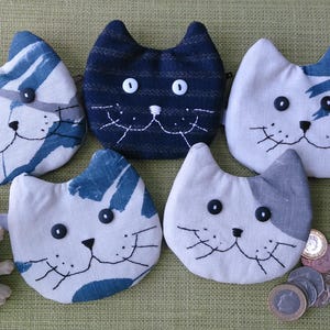 Porte-monnaie pour chat, porte-monnaie fait main, petite pochette zippée, cadeau pour amoureux des chats, cadeau pour elle, porte-monnaie en tissu, fait main au Royaume-Uni.