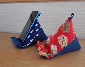 Handmade Cotton Phone Pillow Stand: Mobile Holder, Made in the UK