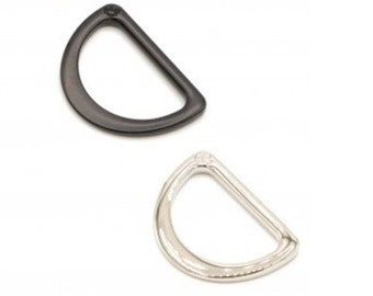 ByAnnie Hardware, Anillo en D de metal plano, Juego de dos, Negro o Níquel, Tamaño 1", Por Annie D Ring para bolso, bolso, hardware de correa de bolso