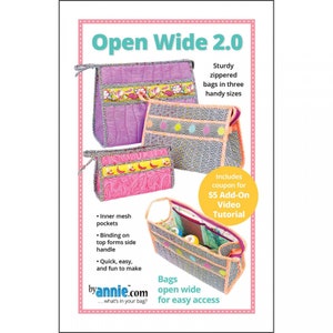 ByAnnie Patterns, Open Wide 2.0 Pattern, 3 Size Organizer Bag Pattern, Makeup Bag Pattern, Toiletries Bag By Annie Quilting Sewing Pattern