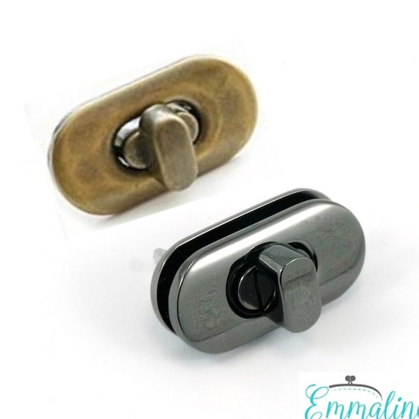 Emmaline Bags, Small Turn Lock, Antique Brass or Gunmetal, From Emmaline Bags By MacKay, Bag & Tote Metal Hardware Accessories