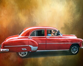Just A Cruisin' Fabric Panel - TVC-015, Panel Size is 16” X 26”, Quality Quilting Cotton