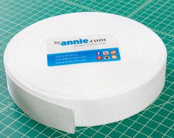 ByAnnie 1-1/2&quot; Strapping, White, Sold by the Yard, Perfect for Bag, Tote, Duffle Strapping and Handles, Quilting Sewing Projects