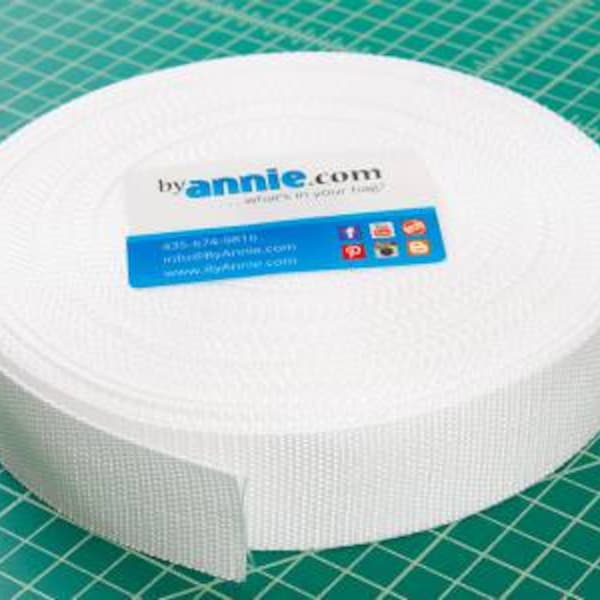 ByAnnie 1-1/2" Strapping, White, Sold by the Yard, Perfect for Bag, Tote, Duffle Strapping and Handles, Quilting Sewing Projects