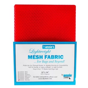 ByAnnie Mesh, tissu en maille léger rouge atomique, 18" x 54", parfait pour les sacs, les vêtements et autres projets de couture de courtepointe
