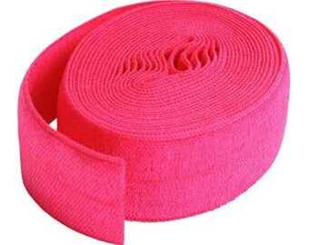 ByAnnie Fold-Over Elastic, Lipstick Pink, 3/4" x 2yd, dekoracyjne wykończenie odzieży, rękodzieła, opasek do włosów, pieluszek, projektów pikowania