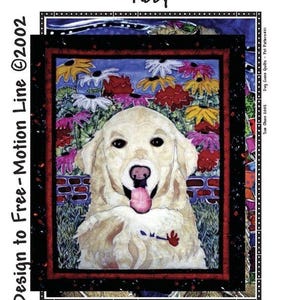 Golden Retriever “Abby” Quilt Pattern, Approximately Size 20” x 25”, Design to Free-Motion Line from Dog Gone Quilts