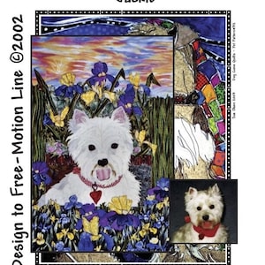 West Highland Terrier Quilt Muster, ungefähre Größe 20 ”x 25”, Design nach Free-Motion-Linie von Dog Gone Quilts