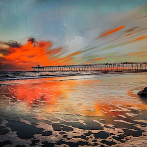 Panneau de tissu Pier at Sunrise, PSS-001, dimension du panneau 16 x 16 po. Coton matelassé de qualité