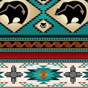 ELS516-TUR Tucson Turquoise - Sold by the Yard - Premium 100% Cotton Fabric