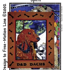 Long-Haired Dachshund “Spirit” Quilt Pattern, Approximately Size 20” x 25”, Design to Free-Motion Line from Dog Gone Quilts