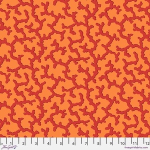 Kaffe Fassett Fabric, Quilting Cotton, Coral Red, by Philips Jacob, Half Yard or by the Yard, Cotton Fabric, FreeSpirit