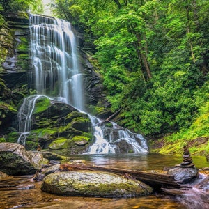 Upper Catabwa Falls, North Carolina Fabric Panel - SSE-007, Panel Size is 24.25” X 15.5”, Quality Quilting Cotton