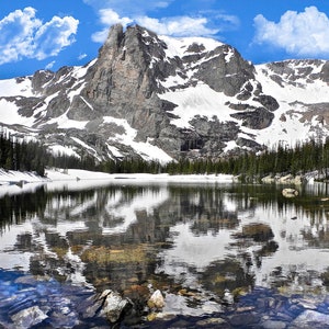Rocky Mountains National Park Two Rivers Lake Fabric Panel, Quilt Panel, Quality Quilting Cotton Fabric, Panel Size 36&quot;Wx24”L, NPW-003