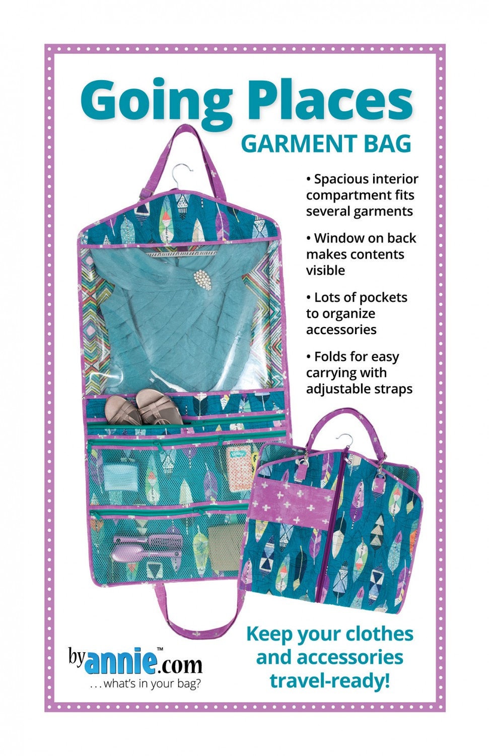 ByAnnie Patterns, Going Places Garment Bag Pattern, Carry All Pattern, Organizer Bag Pattern, Travel Bag Pattern, Quilting Sewing Pattern