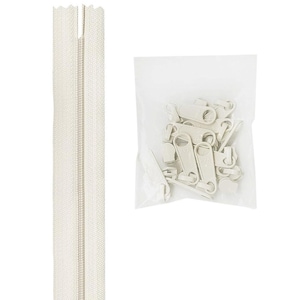 ByAnnie Zippers by the Yard, White, 4 Yards of 16mm #4.5 Zipper Chain and 16 Ex-Large Pulls White, Handbags, Purses, Totes Quilting Projects