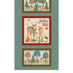 Enchanted Forest Panel Teal By Andi Metz - By the Panel (24&quot; x 43/44&quot;) - Premium 100% Cotton Fabric