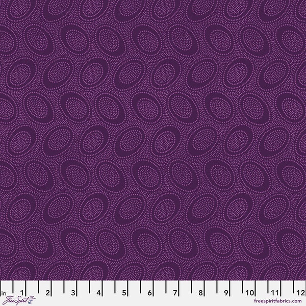 Tissu Kaffe Fassett, coton matelassé, pois aborigène - prune || Classiques, GP71.PLUMX, Demi-mètre ou par mètre, FreeSpirit