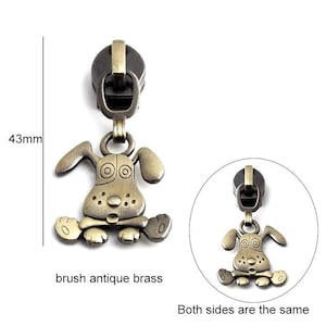 ZP-103AB-Combo - Dog Lovers Mix Zipper Pulls - Antique Brass- Metal Zipper Slider 5# - 3 per Pack