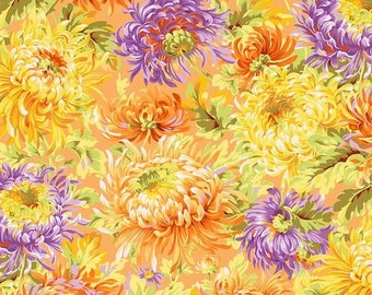 Kaffe Fassett Fabric, Quilting Cotton,  Shaggy Yellow, Colorful Florals, Fat Quarters, Half Yard or by the Yard, FreeSpirit