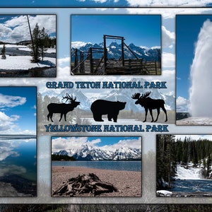 Grand Teton und Yellowstone National Parks im Frühling Stoffpanel, Quilt-Panel, Quilt-Baumwollstoff, Größe 26,5 "B x 17,6" L, EPGT-011