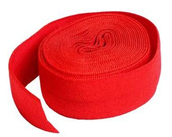 ByAnnie Fold-Over Elastic, Atomic Red, 3/4" x 2yd, dekoracyjne wykończenie odzieży, rękodzieła, opasek do włosów, pieluszek, projektów patchworkowych