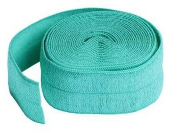 ByAnnie Fold-Over Elastic, Turkusowy, 3/4" x 2yd, Wykończenie dekoracyjne odzieży, rękodzieła, opasek do włosów, pieluszek, projektów pikowania