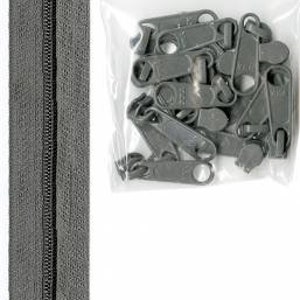 Cremalleras ByAnnie cortadas a medida, peltre, 4 yardas de cadena de cremallera n.º 4,5 de 16 mm y 16 tiradores, bolsos, carteras y totes extragrandes Proyectos de acolchado