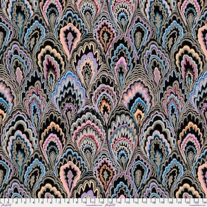 Kaffe Fassett Fabric, Quilting Cotton, Marble Scallops - Black, by Kaffe Fassett for the Kaffe Fassett Collective, Half Yard or by the Yard