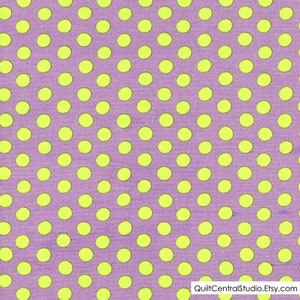 Kaffe Fassett Fabric, Quilting Cotton, Spot Lavender, Lavender with Lime Green Spots, Fat Quarters, Half Yard or by the Yard, FreeSpirit