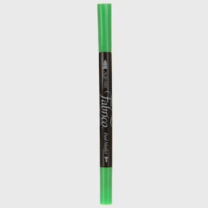 May include: A green dual-tip Fabricio marker. The marker has a green cap and a black body with the words "Acid Free" and "Dual Marker" printed on it. The marker is designed for fabric use.