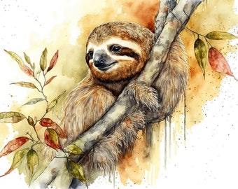 Abstract Sloth Fabric Panel - AEX-010, Panel Size is 24” X 16”, Quality Quilting Cotton