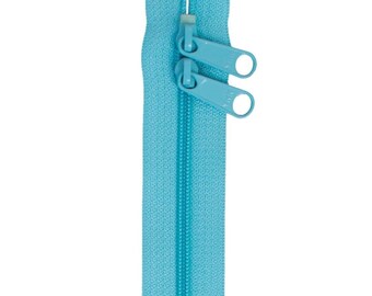 ByAnnie Zippers, Parrot Blue Double Slide Zipper, 30 inch or 40 inch, Perfect for Handbags, Purses, Totes and Other Quilting Projects