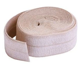 ByAnnie Fold-Over Elastic, Natural, 3/4" x 2yd, dekoracyjne wykończenie odzieży, rękodzieła, opasek do włosów, pieluszek, projektów pikowania