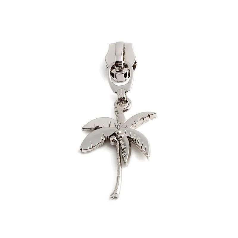ZP-112N - Palm Tree Zipper Pull - Nickle - Summer Beach Metal