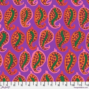 Kaffe Fassett Fabric, Quilting Cotton, Pasha Paisley - Purple || August 2024, Half Yard or by the Yard, Cotton Fabric, FreeSpirit