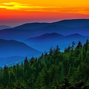 Smoky Mountain Sunrise stoffen paneel, quiltstof, kwaliteit quiltkatoen, stof National Parks, paneelgrootte: 42 x 17 x l, NPSM-005