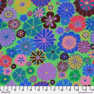 Kaffe Fassett Fabric, Quilting Cotton, Folk Flower - Blue || August 2024, Half Yard or by the Yard, Cotton Fabric, FreeSpirit