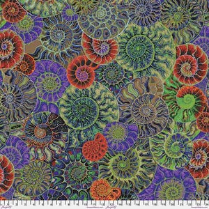Kaffe Fassett Fabric, Quilting Cotton, Ammonites - Dark || August 2024, Half Yard or by the Yard, Cotton Fabric, FreeSpirit