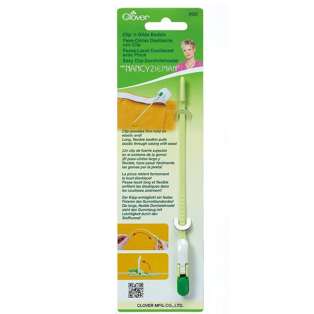Clip N Glide Bodkin, Pulls Elastic, Ribbon, Trims, and Cording through 3/4 inch and larger Casings with Ease, Sewing and Quilting Tool