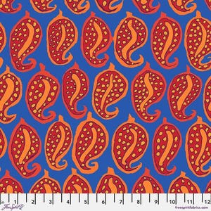 Kaffe Fassett Fabric, Quilting Cotton, Pasha Paisley - Blue || August 2024, Half Yard or by the Yard, Cotton Fabric, FreeSpirit