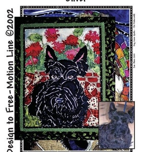 Scottish Terrier Quilt Pattern, Approximately Size 20” x 25”, Design to Free-Motion Line from Dog Gone Quilts