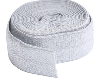 ByAnnie Fold-Over Elastic, Pewter Grey, 3/4" x 2yd, dekoracyjne wykończenie odzieży, rękodzieła, opasek do włosów, pieluszek, projektów pikowania